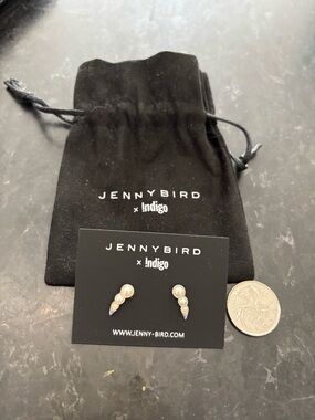 Jenny Bird Pearl and silver Drop Stud Earrings